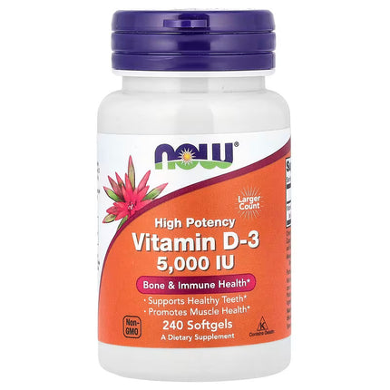 Now Foods, Vitamin D3, 5000 IU, 240 Softgels
