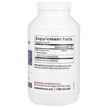 Real Mushrooms, Chaga, Mushroom Extract Powder, 300 Capsules