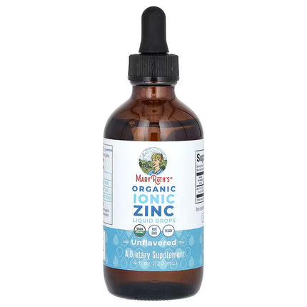 MaryRuth's, Organic Ionic Zinc Liquid Drops, Unflavored, 4 fl oz (120 ml) (11.25 mg per Serving)
