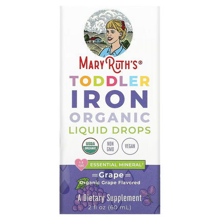 MaryRuth's, Toddler Iron Organic Liquid Drops, 1-3 Years, Grape, 3.5 mg, 2 fl oz (60 ml)
