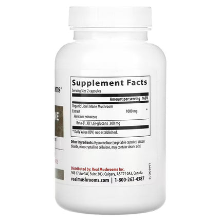 Real Mushrooms, Lion's Mane, Mushroom Extract Powder, 120 Capsules