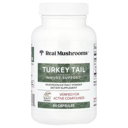 Real Mushrooms, Turkey Tail, Mushroom Extract Powder, 90 Capsules