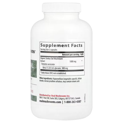 Real Mushrooms, Turkey Tail, Mushroom Extract Powder, 200 Capsules