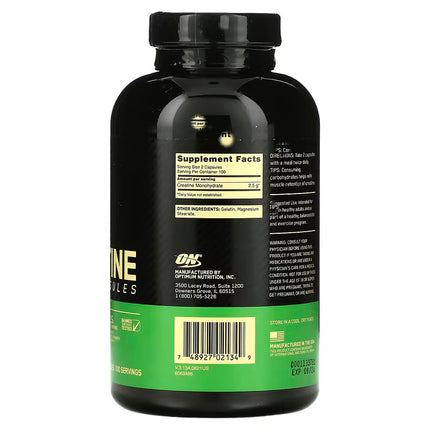 Optimum Nutrition, Micronized Creatine Capsules, 200 Capsules (1.25 g per Capsule)
