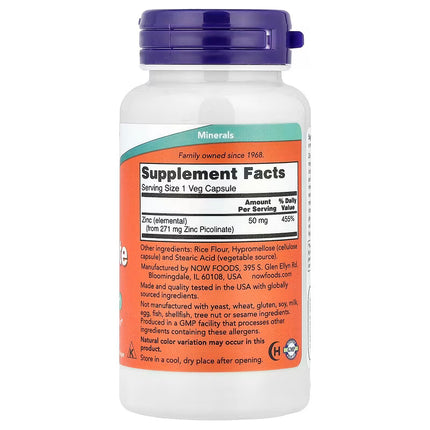 NOW Foods, Zinc Picolinate, 50 mg, 120 Veg Capsules