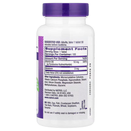 Natrol, Melatonin, Time Release, 3 mg, 100 Tablets